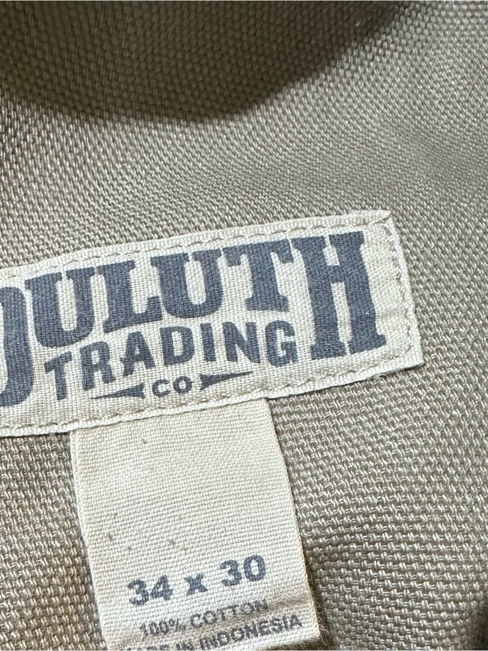 Duluth Trading Co Khaki Work Pants 34x30 Cotton Straight Leg Utility EUC